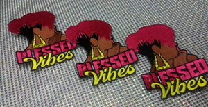 NEW, Bigger Size 4" Blessed Vibes, Hot Pink and Yellow, Inspirational Patch, 3-inch iron-on; Black Girl Magic Patch, Positive Thinking Patch