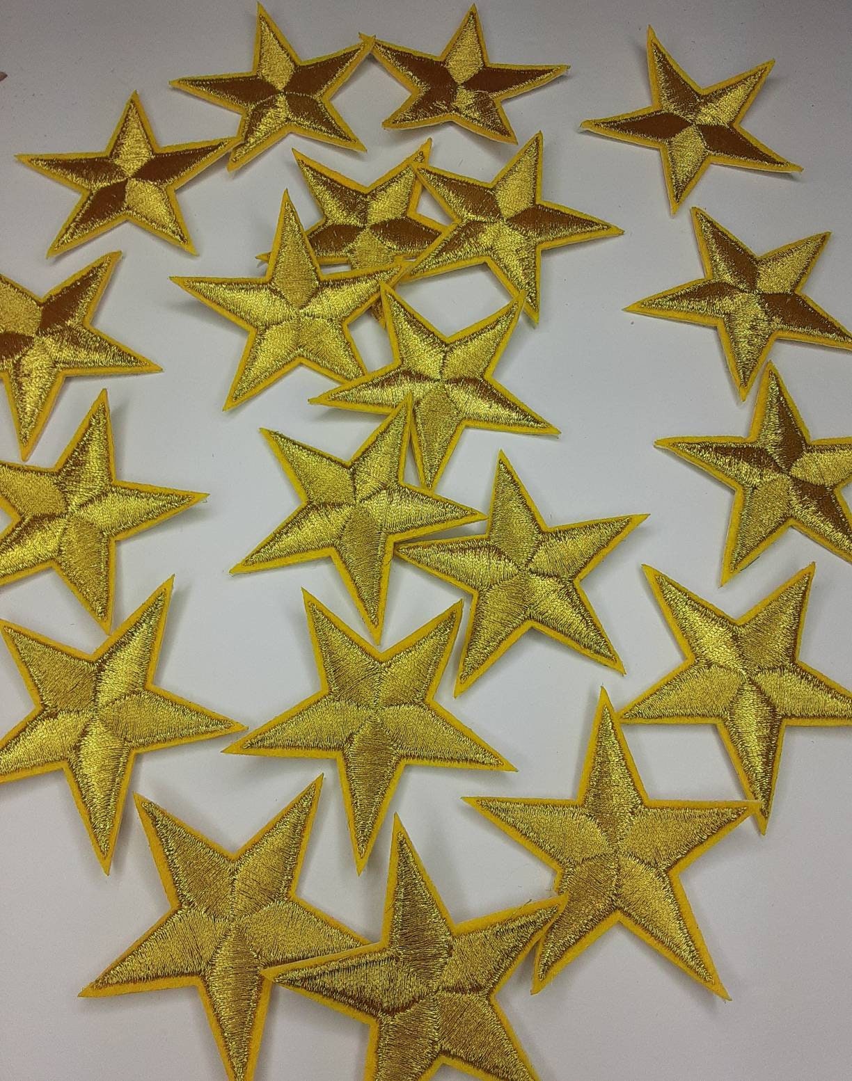 2pc/Metallic "Mini" Gold Star 1.5-inch Applique Set, Star Patch, Cool Applique For Clothing, Iron-on Embroidered Patch