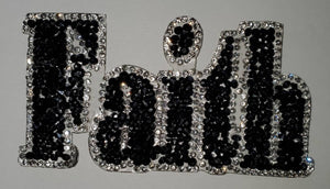 NEW Arrival,"Faith" Blinged Out Rhinestone Patch with Adhesive, Rhinestone Applique, Size 4"x2", Czech Rhinestones, DIY Applique