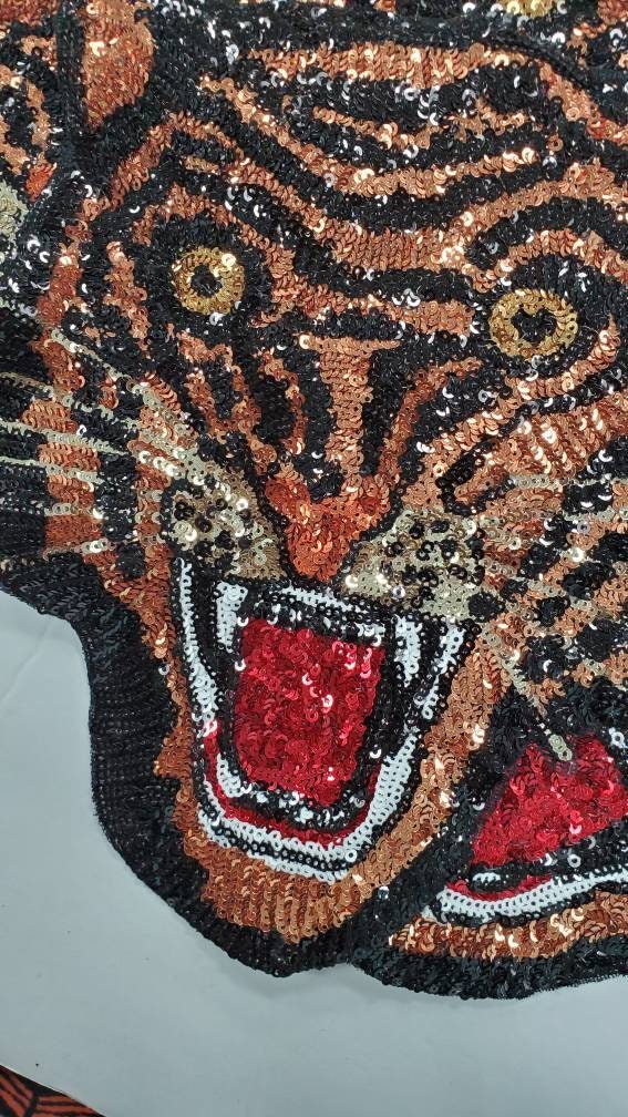 Tiger patches, Fashion Sequin patches, Tiger head patches, Iron on
