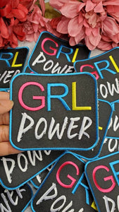 New Arrival "GRL POWER" Female Empowerment Patch, Feminist Patch, Girls Colorful Iron-on Patch; DIY Patch, Size 4"x4"