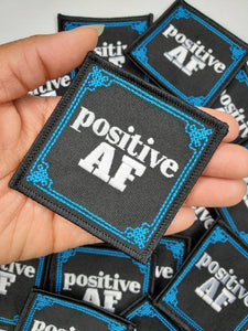 New Arrival, Inspirational Patch "Positive AF" Embroidered Novelty Patch, DIY Appliques, Cool Iron-on Patch for Clothing & Hats, Size 2.75"