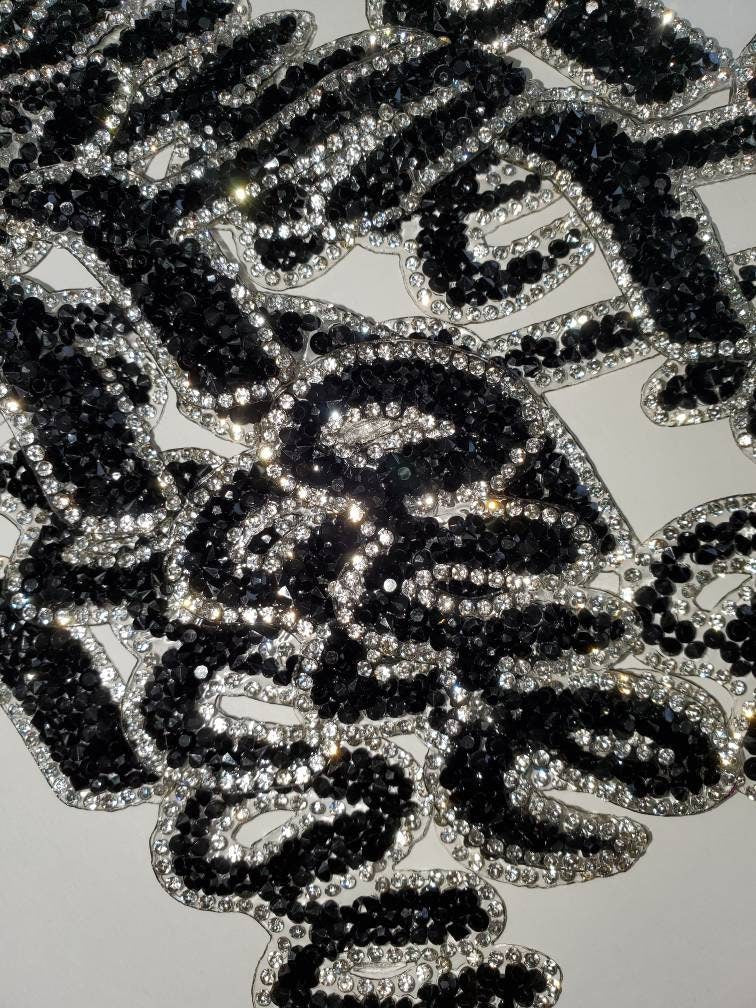 NEW Arrival,"Love" Blinged Out Rhinestone Patch with Adhesive, Rhinestone Applique, Size 4"x2", Czech Rhinestones, DIY Applique