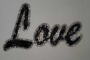 NEW Arrival,"Love" Blinged Out Rhinestone Patch with Adhesive, Rhinestone Applique, Size 4"x2", Czech Rhinestones, DIY Applique