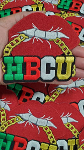 New Arrival, Poppin' Red Lip "HBCU" w/Gold Metallic Chain|Iron-On Patch|Black Colleges|Embroidered Patch|DIY Patch for Denim & Accessories