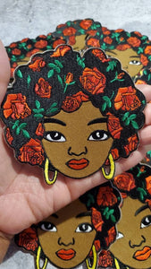 Beautiful NEW, "Floral Queen" Embroidered Patch, Size 4", Patches for Clothing and Accessories,Iron-on Applique, DIY, Craft Supplies