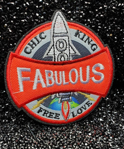 New Arrival, "Fabulous" Colorful and Fun, Free Love, Rocket Ship Patch, Iron-On Embroidered Patches, 3-inch Applique, Small Patch for Jacket