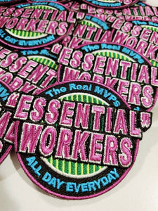 NEW Arrival, "Essential Workers, The Real MVP," Essential Patch, Patches for Masks, Colorful Iron-on Embroidered Applique, Size 2.75"