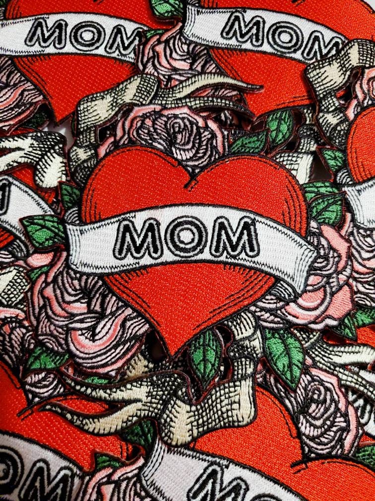 Beautiful, NEW "Mom LOVE Tat" Mother's Day Patch, Size 5", Iron-on Patch, Cool Patches for Jackets, DIY, Gifts for Mom, 100% Embroidered