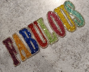NEW Arrival, Colorful, Blinged Out "Fabulous" Rhinestone Patch with Adhesive, Rhinestone Applique, Size 8" Czech Rhinestones, DIY Applique