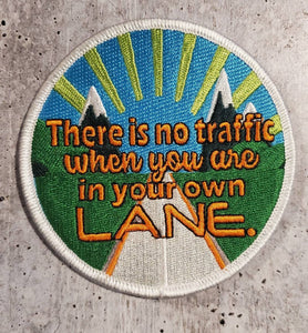Entrepreneur Patch "In Your Own Lane" Circular Badge, Iron on  Embroidered Patch, Hustle Applique, Cool Patch for Clothing, Size 3-inch