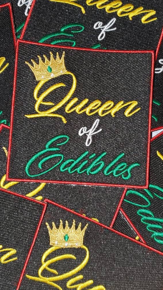 NEW, Limited Edition, "Queen of Edibles" Iron-On Patch, Embroidered Patch Grab Bag, Patches for Weed Lovers, Cannabis Badge,Size 3"x3"