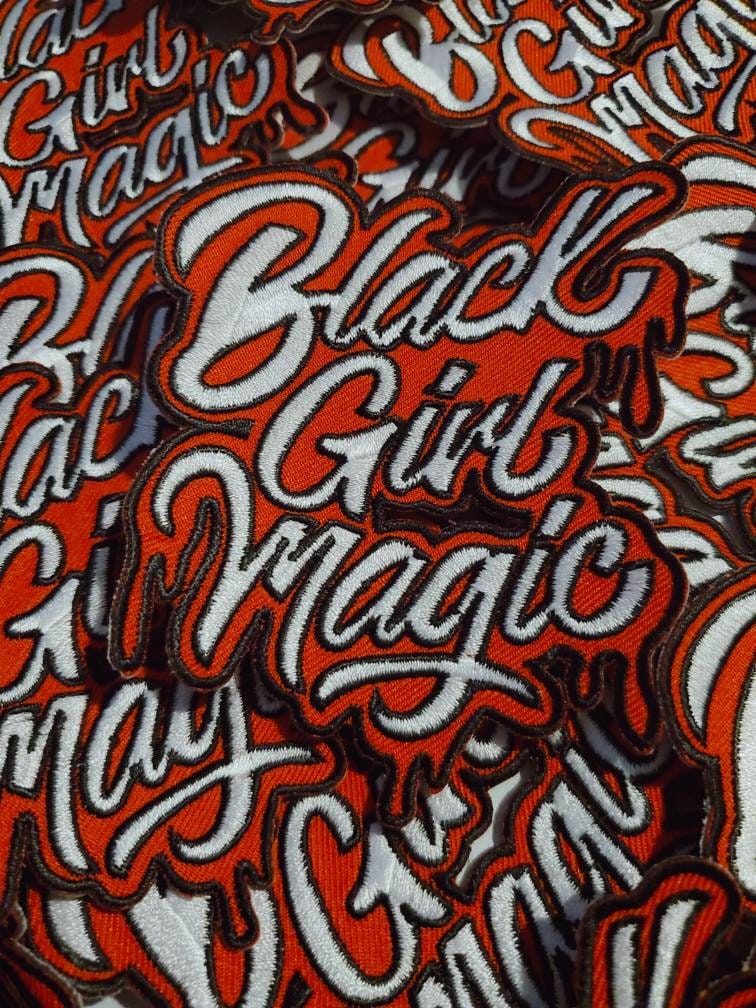 Red & White,"Drippin, Black Girl Magic" NEW Design, Iron-on Embroidered Patch, DIY Applique, Size 4", Cute Gift for Sorority Girl