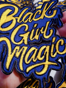 Blue & Gold,"Drippin, Black Girl Magic" NEW Design, Iron-on Embroidered Patch, DIY Applique, Size 4", Cute Gift for Sorority Girl