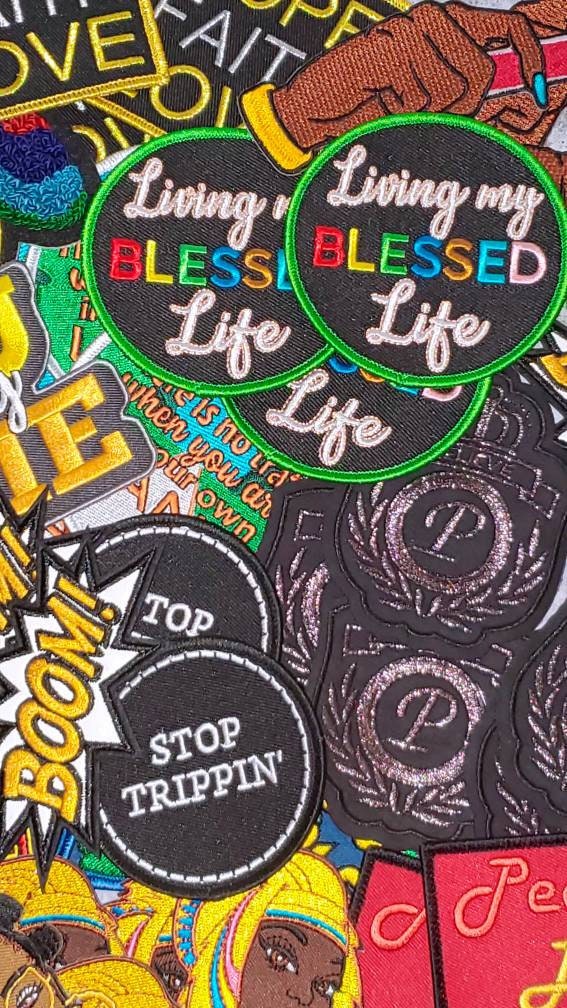 6 pc Patch Assortment, Afrocentric Iron-On Patches, Grab Bag SAMPLER, Embroidered Patches and Pins (Mixed Assortment)