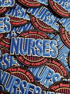NEW Arrival, "Nurses, The Real MVP," Essential Patch, Patches for Masks, Medical Patch, Colorful Iron-on Embroidered Applique, Size 2.75"