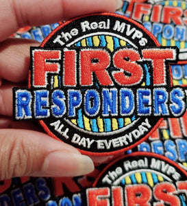 NEW Arrival, "First Responder, The Real MVP," Essential Patch, Patches for Masks, Colorful Iron-on Embroidered Applique, Size 2.75"