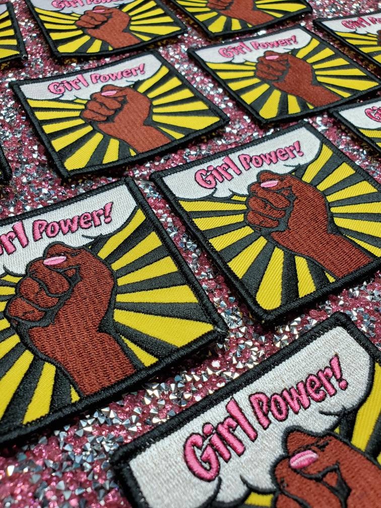 Exclusive "Girl Power" Iron-on Embroidered Afrocentric Patch; Grl Pwr, Feminist Patch, Size 3"x3", Feminist AF, Positive Vibes, DIY Crafts