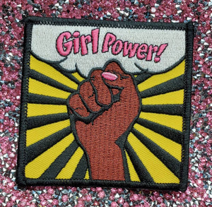 Exclusive "Girl Power" Iron-on Embroidered Afrocentric Patch; Grl Pwr, Feminist Patch, Size 3"x3", Feminist AF, Positive Vibes, DIY Crafts