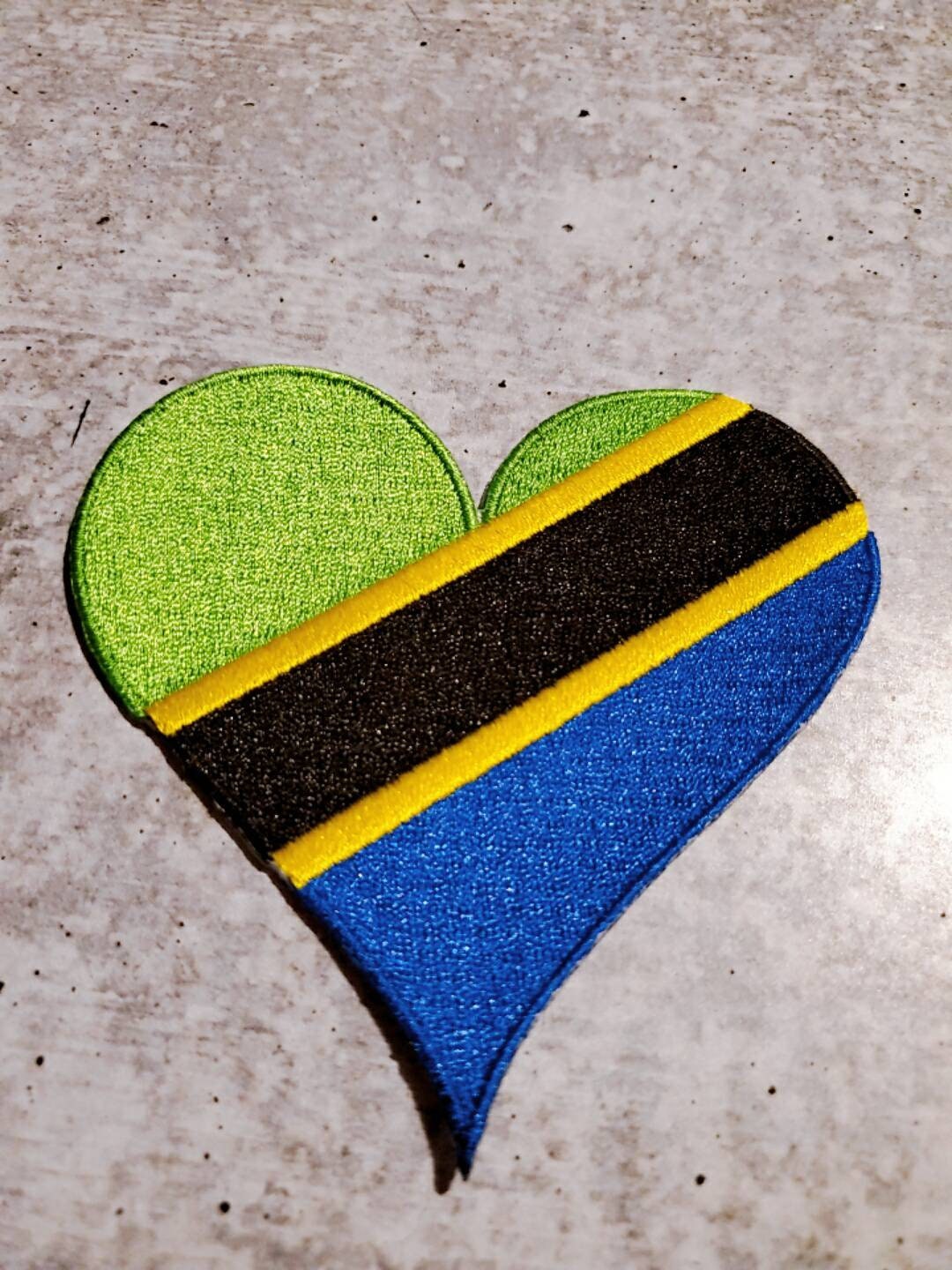NEW, Collectable "Tanzanian-African Flag" Iron-On 100% Embroidered Afrocentric Patch; Juneteenth, Blue, Green, and Black, 4"