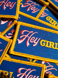 New "Hey Girl Hey," (YELLOW Border) Adorable BFF Badge,Small Patch, Feminist AF, Iron-on Applique, Size 3"x1", Bridal Party