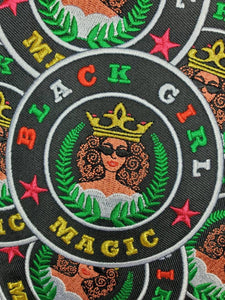 Adorable "Black Girl Magic," Popular Patch, 4-inch Circular Iron-on Embroidered Patch; Black Queen w/ Crown, DIY Craft Apparel & Accessories
