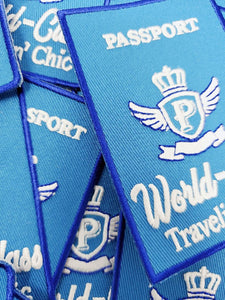 Exclusive|Passport Patch|  "World Class" Travelin' Chic Iron-on Embroidered Patch, Melanin Travels, 4"x 3.5" Patch, Wanderlust, World Travel