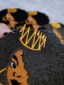 NEW "Crowned Queen" 4" Iron-On Patch, Embroidered Afrocentric Patch; Cute Applique for Clothing & Accessories, Small Patch