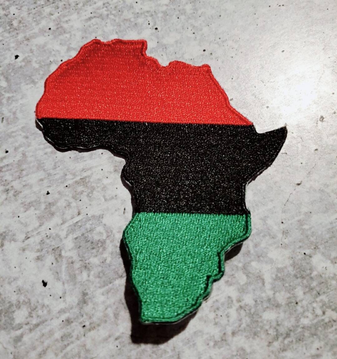 NEW, "Pan-African Flag" Iron-On 100% Embroidered Afrocentric Patch; Juneteenth, Marcus Garvey, Unia Flag, Red, Green, and Black, 3.5" Length
