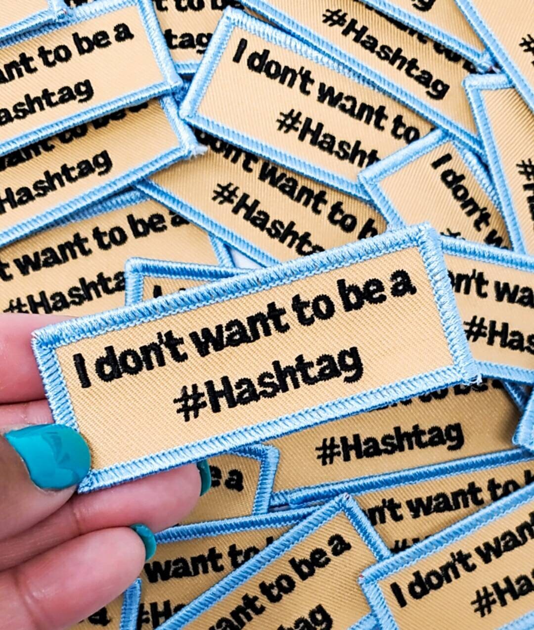 Exclusive,"I Don't Want to Be a Hashtag" Badge, Iron-on Embroidered Patch, Craft Supplies, Small Patch, 3" x 1", Black Lives Matter