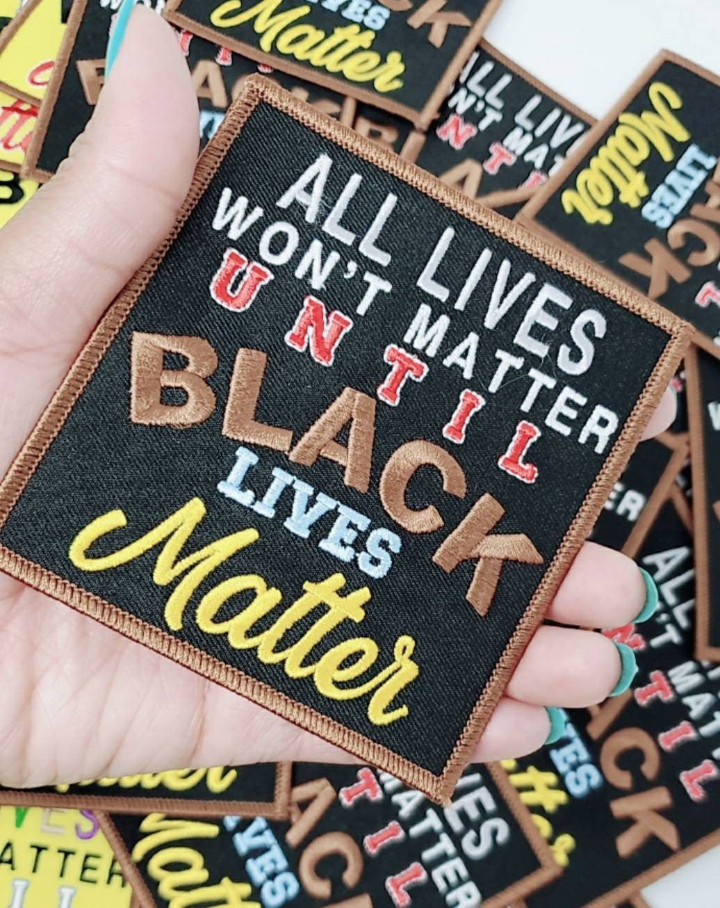 NEW, "All Lives Won't Matter" (Black)  Exclusive, African-American BLM, Size 4"x4", Iron-on Patch, Conscious Gifts, Black Lives Matter