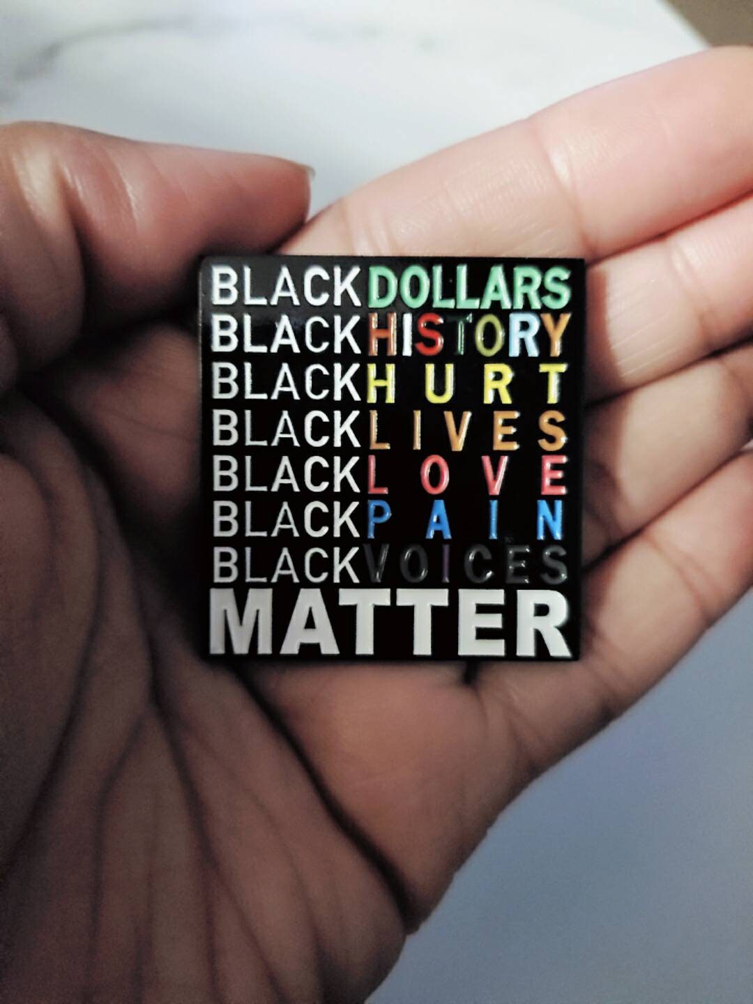 NEW Arrival, ENAMEL Pin "Black Matters" Exclusive, African-American BLM Enamel Pin, Size 2", w/Butterfly Clutch| Socially Conscious Gifts