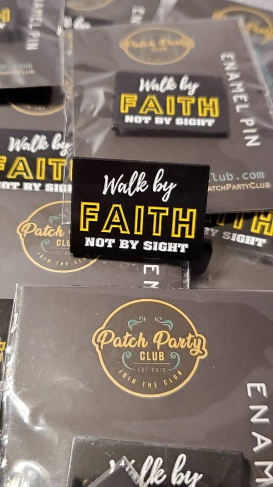 Enamel Pin, "Walk by Faith" Exclusive Lapel Pin, Size 1.5" w/Butterfly Clutch,Cool Pins, Spiritual Gifts, Gifts for Her, Jacket Pin