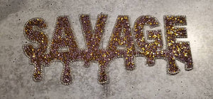 Rhinestone Patch,"Savage Drip" Rose Gold & Pink Crushed Rhinestone Patch with Adhesive, Size 9", Czech Rhinestones, DIY Appliques 4 Clothing