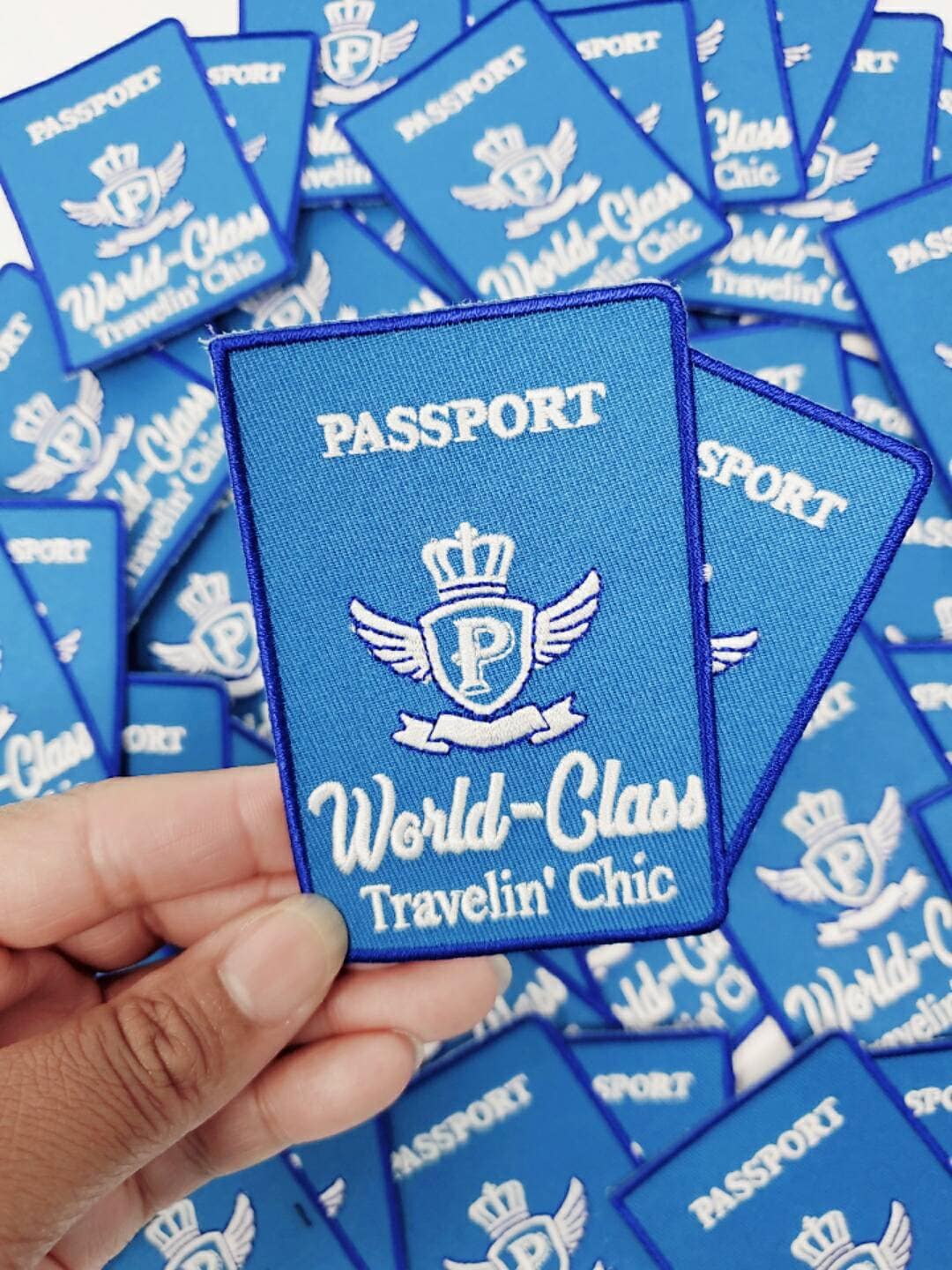 Exclusive|Passport Patch|  "World Class" Travelin' Chic Iron-on Embroidered Patch, Melanin Travels, 4"x 3.5" Patch, Wanderlust, World Travel