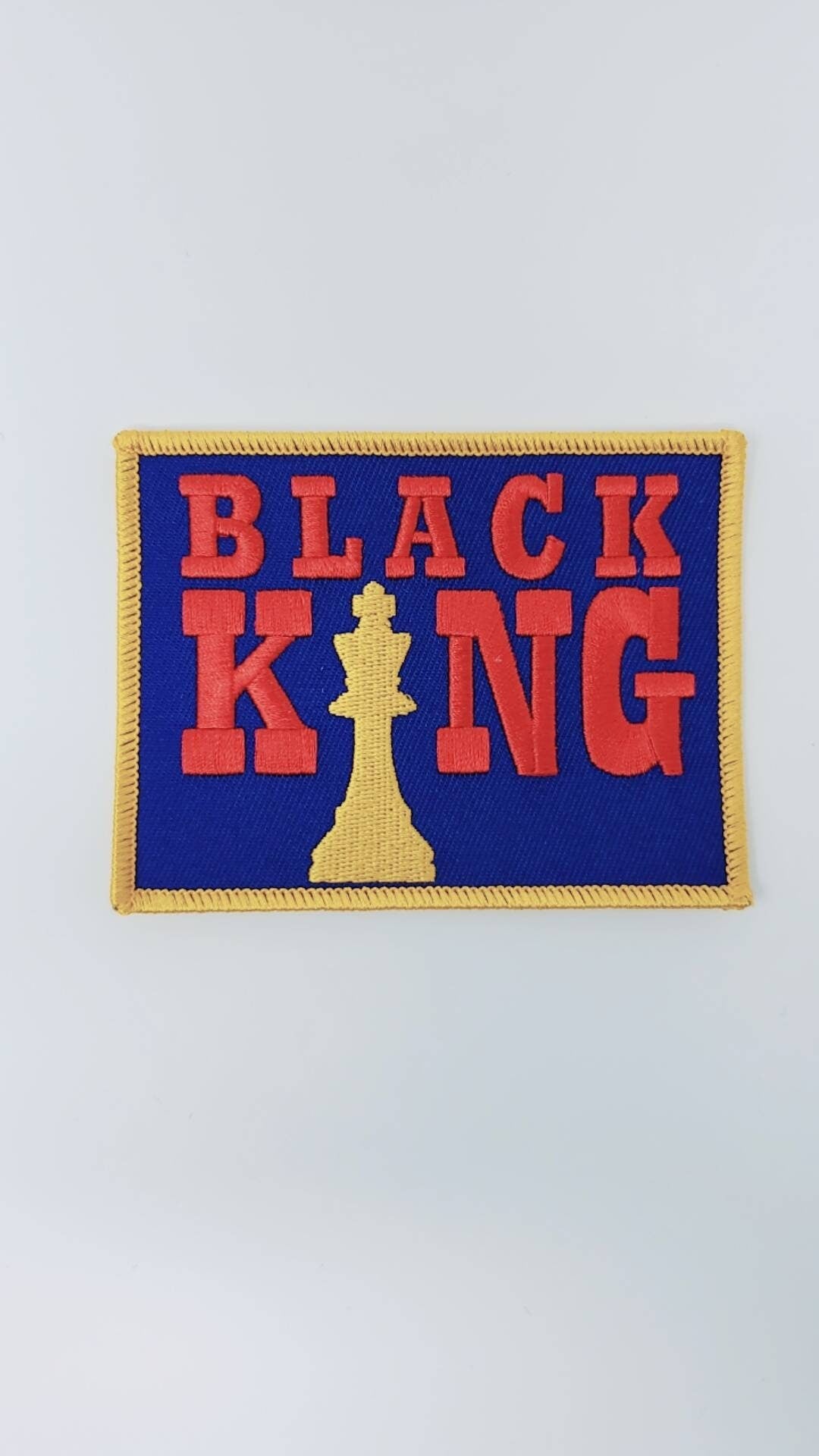1 pc, "Black King" Chess Piece Patch, Iron-on Embroidered Patch; Africa Patch, Popular Patches, Patches for Men, BLM Badge, Size 3.5"