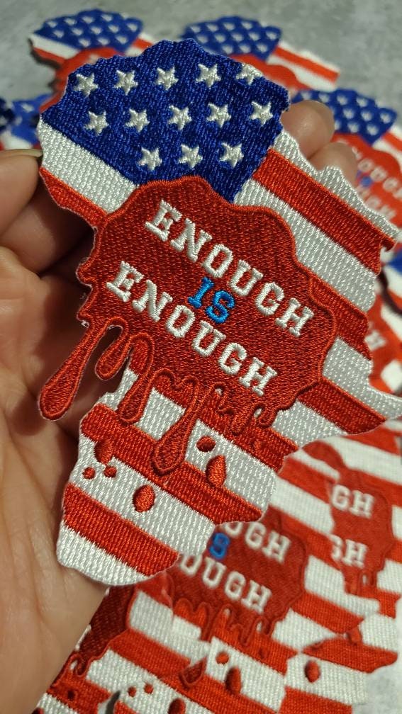 Exclusive, "Enough is Enough" Blood Shed | African-American Flag | Iron-On Embroidered Patch, Size 4", Collectable Appliques, BLM Gifts