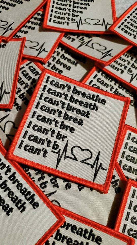 Powerful Flatline "I Can't Breathe" Exclusive Embroidered Patch, African-American BLM, Size 3"x3", Iron-on Patch, Conscious Gifts