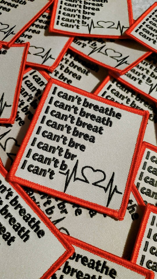 Powerful Flatline "I Can't Breathe" Exclusive Embroidered Patch, African-American BLM, Size 3"x3", Iron-on Patch, Conscious Gifts