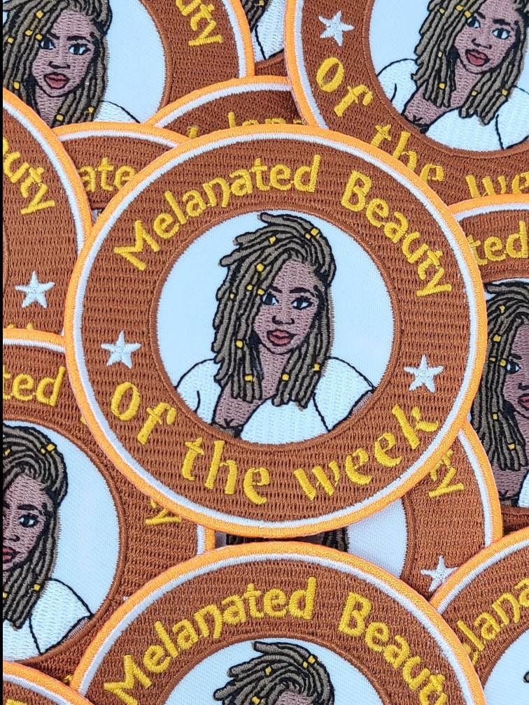 NEW "Melanated Beauty of the Week - Loc'd Beauty" Popular Patch, 3.5-inch Circular Iron-on Embroidered Patch, DIY Applique, Craft Supplies