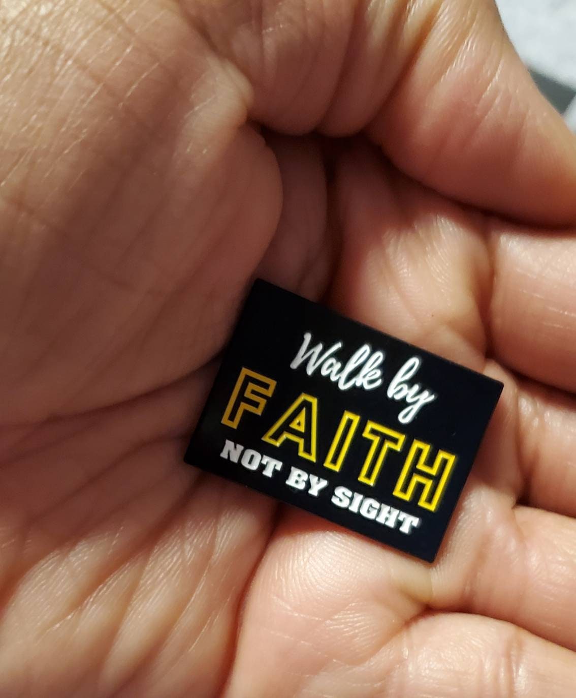 Enamel Pin, "Walk by Faith" Exclusive Lapel Pin, Size 1.5" w/Butterfly Clutch,Cool Pins, Spiritual Gifts, Gifts for Her, Jacket Pin