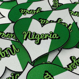 NEW, Collectable "Nigeria-African Flag" Iron-On 100% Embroidered Afrocentric Patch; Green, Black, and White, Size 4"