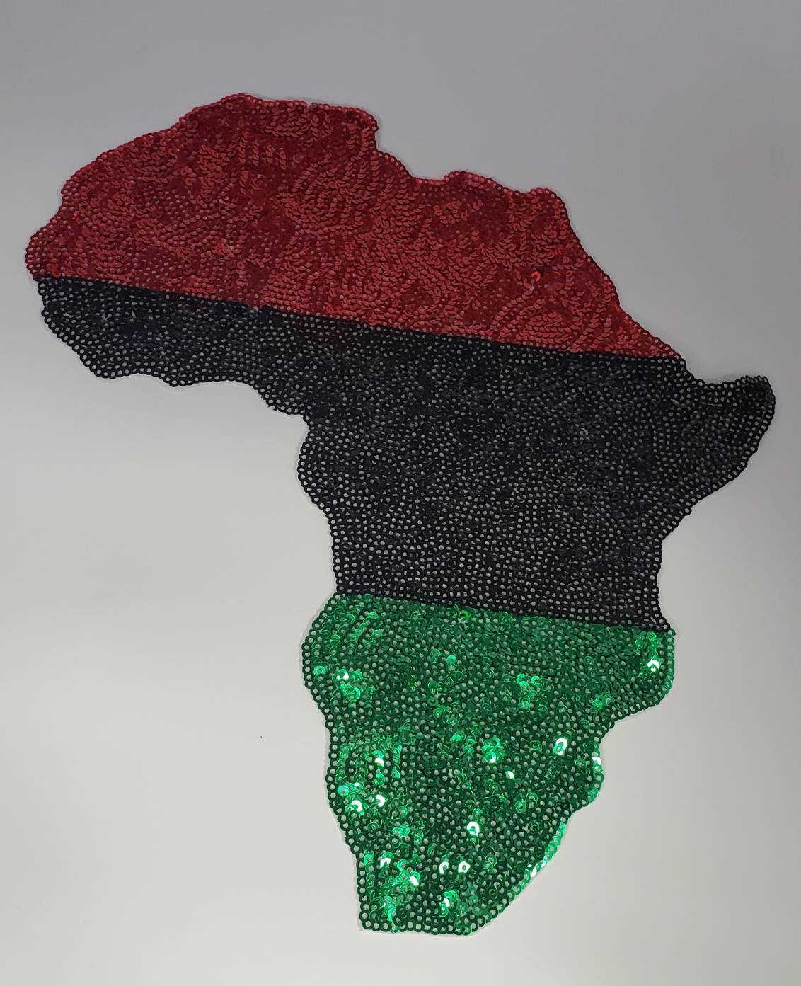 SEQUINS, "Pan-African Flag" Iron-On RGB Afrocentric Patch; Juneteenth, Marcus Garvey Unia Flag, Red, Green, & Black, 10," Jacket Patch