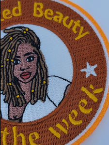 NEW "Melanated Beauty of the Week - Loc'd Beauty" Popular Patch, 3.5-inch Circular Iron-on Embroidered Patch, DIY Applique, Craft Supplies