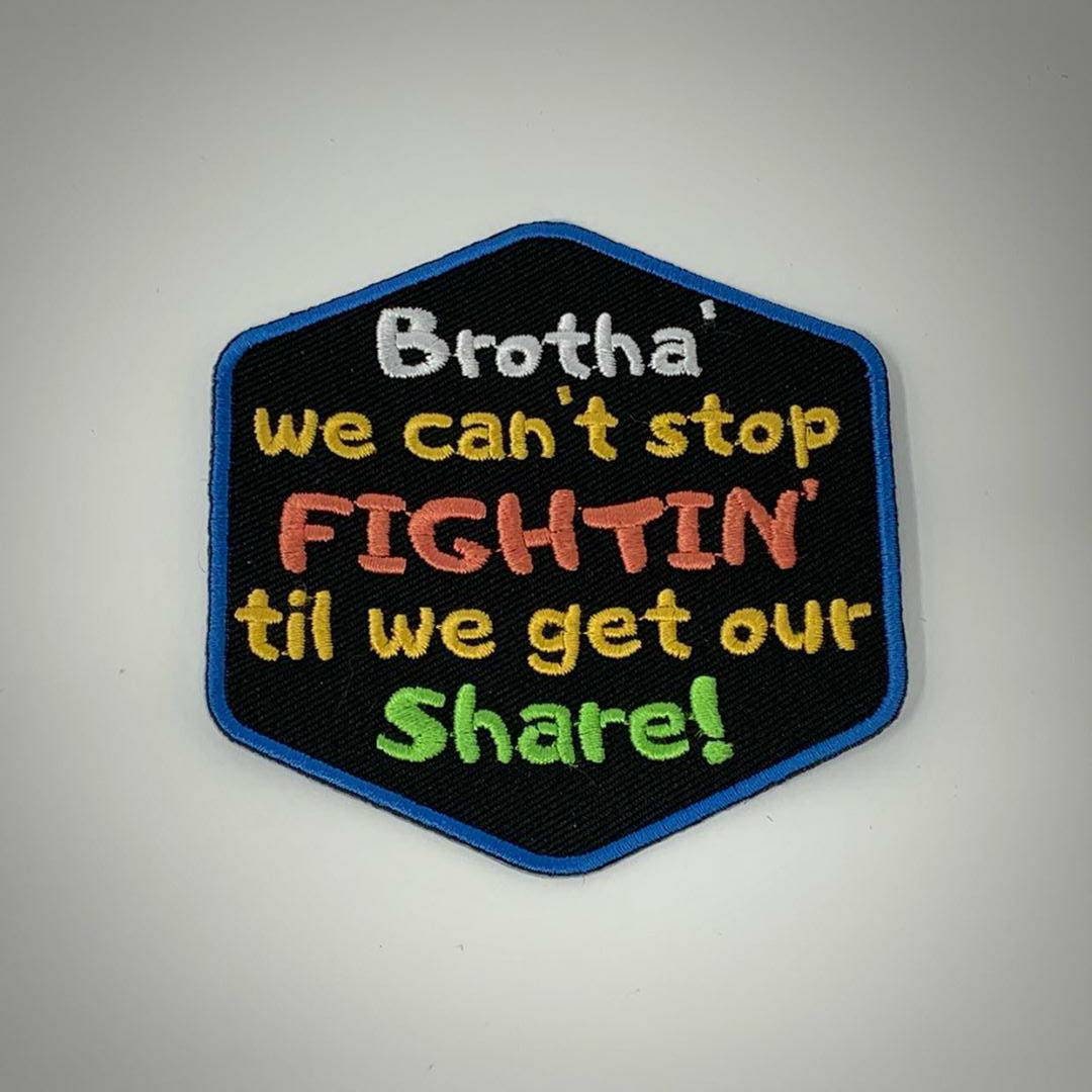 New Arrival,"Brotha We Can't Stop Fighting" Iron-on Embroidered Patch Badge; Size 3", Marvin Gaye Homage Patch; What's Going On Lyrics,DIY