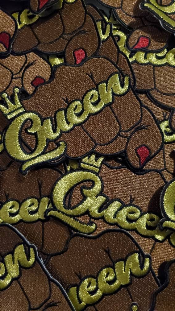NEW, Metallic Gold, "Queen w/Crown," Fist Patch, 4.5", Iron-on Embroidered Afrocentric Patch; Jacket Patch, Popular Patches, Feminist AF