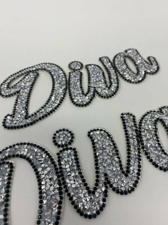 NEW Arrival,"Diva" Blinged Out Rhinestone Patch with Adhesive, Rhinestone Applique, Size 5"x2", Czech Rhinestones, DIY Applique; Craft Kits