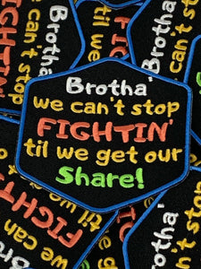 New Arrival,"Brotha We Can't Stop Fighting" Iron-on Embroidered Patch Badge; Size 3", Marvin Gaye Homage Patch; What's Going On Lyrics,DIY