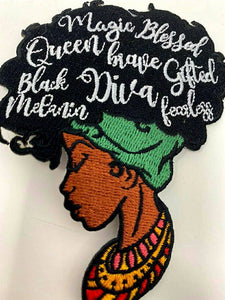 Beautiful, NEW "Empowered Locs" 4" Iron-On Patch, Embroidered Afrocentric Patch; Cute Applique for Clothing & Accessories, Jacket Patch