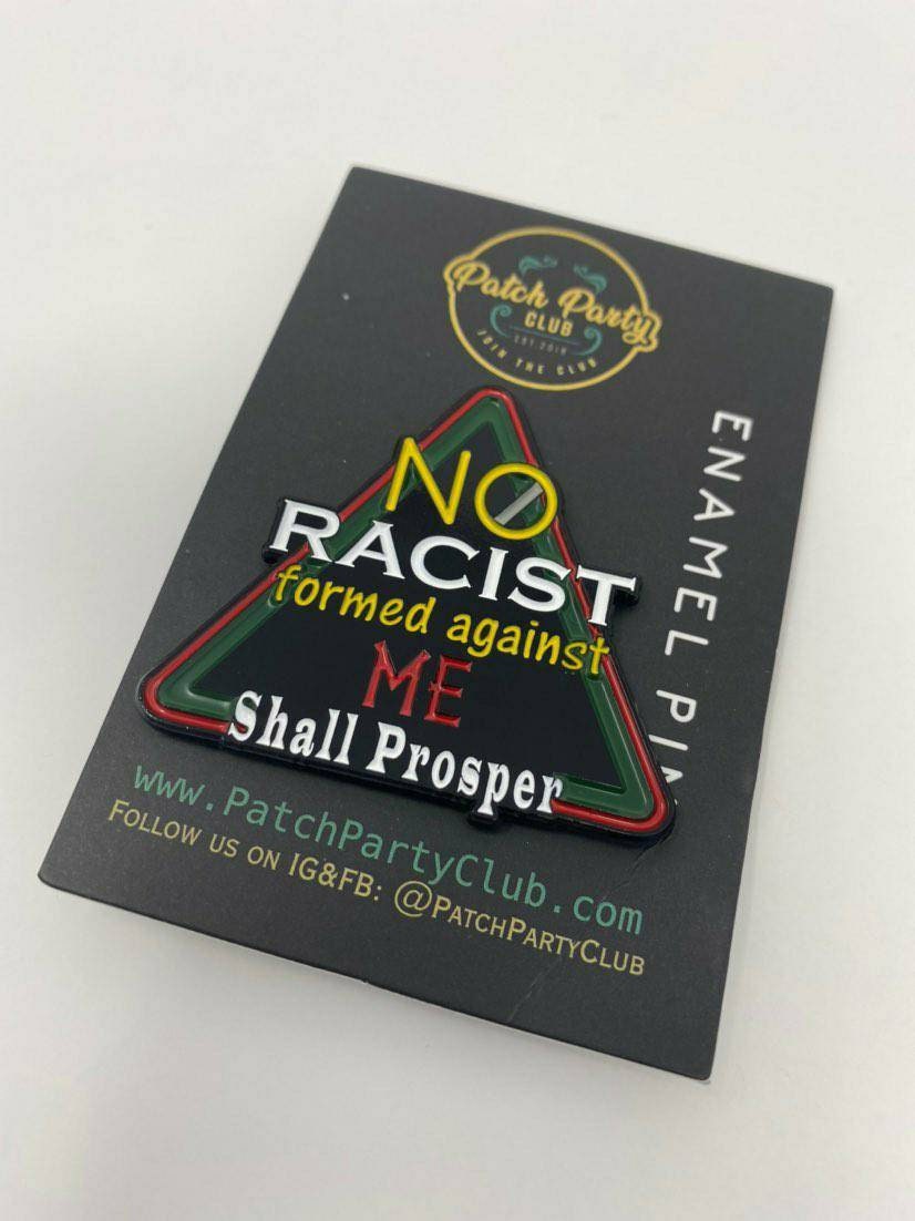 New, Enamel Pin "No RACIST Formed" Exclusive, African-American BLM Enamel Pin, Size 2", w/Butterfly Clutch| Socially Conscious Gifts